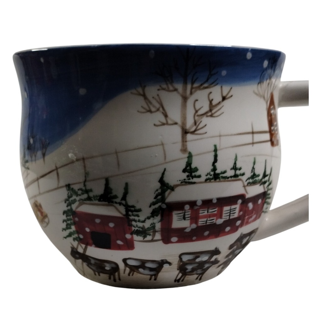 Bath & Body Works Holiday 1998 Winter Farm Scene Oversized‎ Coffee Mug